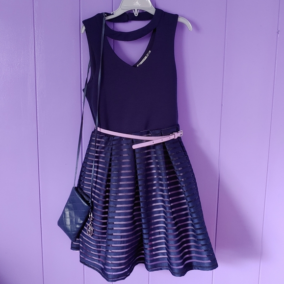 Knitworks Other - Adorable Sleeveless Navy & Lavender Dress W/Purse